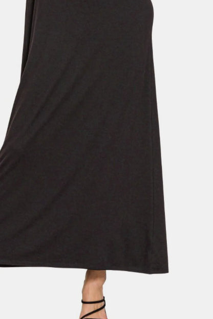 Scoop Neck Wide Strap Tank Dress - Black - product view 3