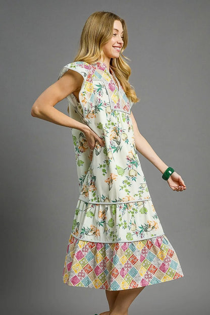 Patchwork Garden Midi Dress in Gum Leaf - product view 3
