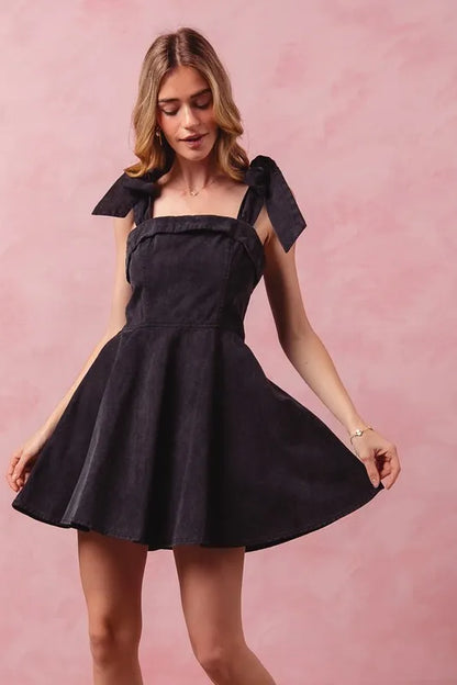 Fit and Flare Washed Gameday Dress - Black - product view 3