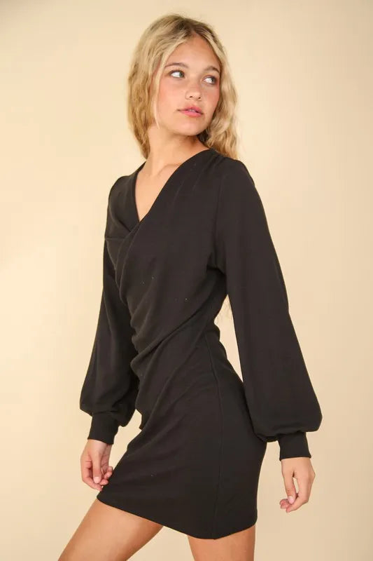 Ruched Detail Bodycon Mini Dress - Black - product view 3