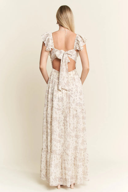 Full Size Ruffle Sleeve Tiered Maxi Dress Plus Size in Ivory - product view 22